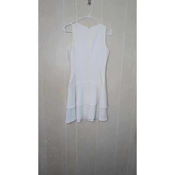 Black Halo white ruffled sleeveless mini Cheryle dress size 0 - Picture 7 of 7